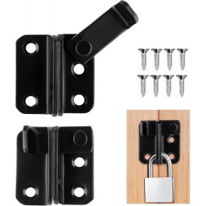 ChenQuanSarl-2 Pièces Loquet Porte, Verrou Porte Interieure Exterieur Noir, Targette De Porte Coulissante, Right Open, Pour Fenêtre, Placard Et Jardin - Neuf