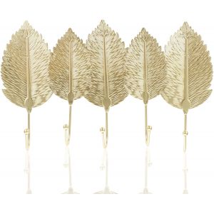 Crochet Mural Feuilles Porte-Manteau,Crochet Mural Doré,En Forme De Feuille,Crochet Mural,Vestes,Chapeau,Serviette,Clé De Rangement,Crochet Créatif Pour Salon,Cuisine,Salle De Bain B - Neuf