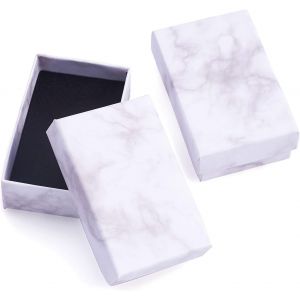 Tianyi-Lot De 24 Bo&icirc;tes &Agrave; Bijoux Rectangulaires En Carton Marbr&eacute; Blanc Avec &Eacute;ponge Noire Pour Bagues, Colliers, Boucles D'oreilles Et Bracelets, 8,1 X 5,1 X 2,7 Cm - Neuf