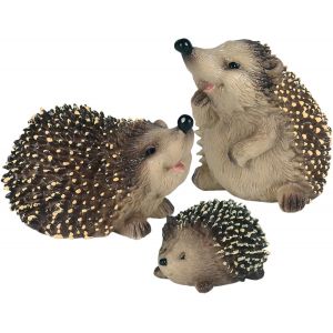 MEVRONISSHOP-3 Pi&egrave;ces Figurine D&eacute;corative H&eacute;risson, B&eacute;b&eacute; H&eacute;risson dans Une Feuille, Statue R&eacute;aliste De H&eacute;risson en Polyr&eacute;sine pour Animaux R&eacute;sistant Au Gel Et &Agrave; La D&eacute;coloration - Neuf