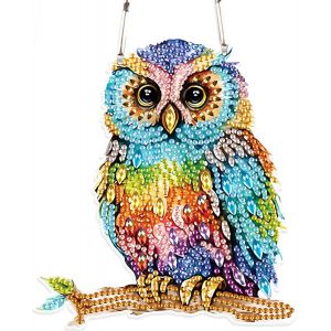 Ayuhr-Diamond Painting Pendentif Attrape-Soleil Diamond Painting Ornements Diamant Peinture Art Broderie Point De Croix Cadeau Fenêtre Porte D'entrée À Suspendre Décoration || Chouette Oiseau - Neuf