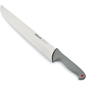 Couteau De Boucher 180 Mm En Acier Inoxydable Nitrum - Couteau De Cuisine Professionnel Pour Viande. Poisson Et L&eacute;gumes - Manche Ergonomique Pom - S&eacute;rie Color Prof - Noir - Neuf