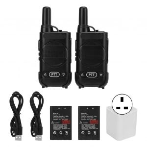 Lot de 2 mini talkies-walkies mains libres bidirectionnels AC100-240 V pour chantier, hotel, prise britannique - Neuf