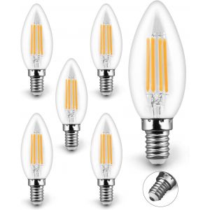 Lot De 6 Ampoules Bougie À Led E14,4w Lumière Blanc Chaud 2700k 400lm Équivalent Ampoule Incandescente 50w Ampoules À Bougie À Vis Edison Utilisé Pour Lustre Lampe De Bureau - Neuf