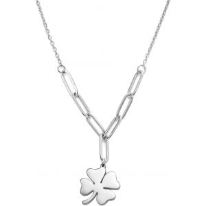 Kal-Collier Tr&egrave;fle Pour Femme En Acier Inoxydable Quatre Feuilles Tr&egrave;fle Collier Dainty Chanceux Tr&egrave;fle Pendentif Collier &Agrave; La Mode Mignon Femmes Bijoux Cadeau - Neuf