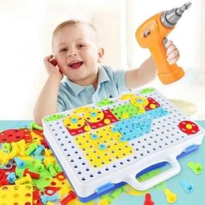 Mosaique Enfant, Jeux De Construction Mosaïque Jouet Assemblage 3D Puzzle Jeux Educatif Cadeau avec Perceuse Électrique pour Enfant - Neuf
