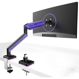 Esports Bras de moniteur unique pour &eacute;crans de 17 &agrave; 42 pouces jusqu'&agrave; 15 kg, r&eacute;glable en hauteur, support de bureau avec inclinaison, pivotant et rotatif, support de moniteur avec deux types - Neuf