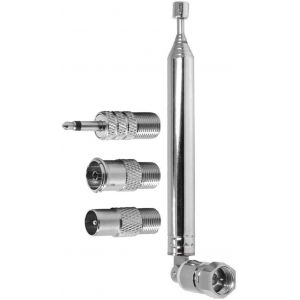 Antenne radio FM DAB télescopique de rechange 76 cm 7 sections avec connecteur mâle de type F et 3 convertisseurs pour radio TV AV, Antenne d'intérieur - Neuf