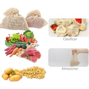 Guej-Filets De Rangement De L&eacute;gumes, L&eacute;gumes Et Fruits U2013 2 Sacs En Tissu De Sac 20 X 25 Cm U2013 R&eacute;utilisables, Respirants, Filet De Cuisine Pour Ranger Et Organiser Les Aliments - Neuf