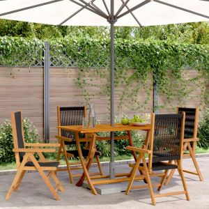 Prolenta Premium - Chaises Inclinables De Jardin Lot De 4 Noir Bois Massif Acacia - Neuf