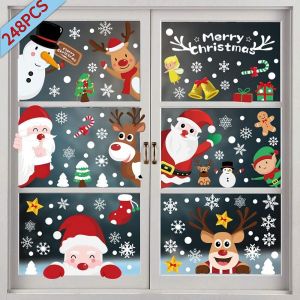 Trahoo-248 Stickers Noel Fenetre Réutilisable, Decoration Noel Fenetre, Diy Autocollant Noel Fenetre, Flocon De Neige Intérieur Deco Noël Pour Porte Vitrine Verre - Neuf