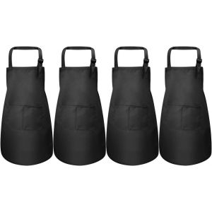 KALANKA-4 Pièces Tablier Enfant Set, Ajustable Tablier de Chef avec 2 Poches pour Filles Garçons, Bambin Tabliers de Cuisine de Jardin, Tabliers en Coton pour Cuisson Peinture l'artisanat (7-13 Ans) - Neuf
