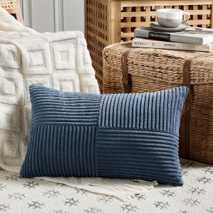 Eryi-Lot De 1 Boho Housse De Coussin 40x60 Bleu,À Motif Croisé Decoration Housses De Coussin En Velours Côtelé,Douillet Taie D'oreiller Housse Coussin Moderne Pour Canapé Chambre Chaise Lit - Neuf