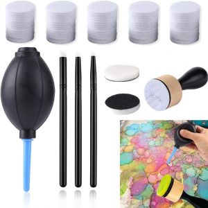 KALANKA-Lot de 57 outils applicateurs d'encre pour la fabrication de cartes, pinceaux de mélange d'encre détaillés, outils de mélange de peintures à l'encre, mini recharges rondes en mousse, pour - Neuf
