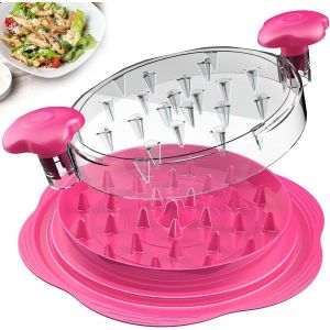 ChenQuanSarl-Grand Broyeur De Poitrine De Poulet Avec Et Fourchette ; Machine À Déchiqueteuse De Viande Visible, Bande Antidérapante, Poignée Ergonomique, Sans Bpa, Poulet De Porc(Rose) - Neuf