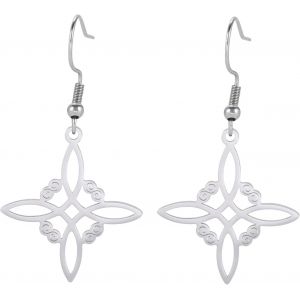 Chenquansarl-Boucles D'oreilles De Noeud De Sorcières En Acier Inoxydable Boucles D'oreilles Pendantes De Noeud Magique Symbole Païen Wiccan Pendentif Noeud C Ique 4-Pointes Sorcellerie Pour Les Femmes - Neuf
