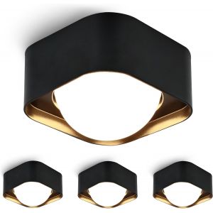 Kal-4 Pcs Spots De Plafond Noir Spot En Saillie Led Gx53 6w 230v Plafonnier Blanc Chaud 3000k Ø100x63mm Spot Plafonnier Pour Salon Salle De Bain Cuisine Chambre Couloir - Neuf