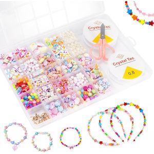 ERYI-Perle Pour Bracelet Enfant Fille, Kit Perles Bijoux, Coffret Perles Set Avec Cordon Elastique, Creation Bracelets D'Amitié Colliers Pour Noël Anniversaire Fête - Neuf
