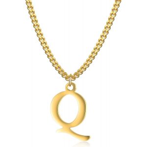 Kal-Collier Initial Plaqué Or 14 Carats - Collier Pendentif Lettre Chaîne Cubaine En Or Pour Hommes Et Femmes Collier Pendentif Lettre En Or Exquis - Neuf