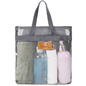 LETNERNY-Sac De Douche Portable, 1 Sac De Douche Avec Poign&eacute;e, Sac De Plage Portable, Panier De Douche En Maille, Grande Capacit&eacute;, Sac De Douche De Voyage Pour Salle De Douche, Salle De Sport, Plage( - Neuf