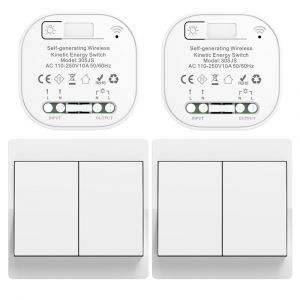 EU interrupteur sans fil sans piles kit interrupteur sans fil autoalimente va et vient sans fil sans pile radio interrupteur a distance eclairage domestique wireless switch (EU 1Gang 1V4 a) - Neuf