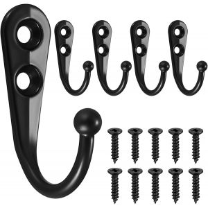 5 Pcs Crochet Mural, Pat&egrave;re Porte Manteau Murale, Noir Pat&egrave;re Murale, Crochets Muraux Pat&egrave;re avec Vis, M&eacute;tal Crochet Porte Manteau Vintage, Porte-Manteau R&eacute;tro pour Chambre Salle de Bain - Neuf