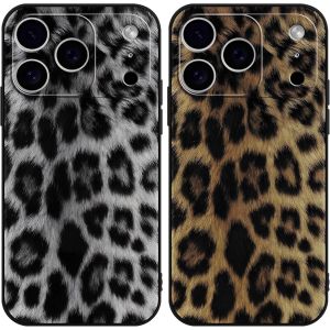 LORANKA-2 Pi&egrave;ces Coque pour iPhone 17 Pro, &Eacute;tui de Protection avec Aesthetic Design L&eacute;opard Motif, TPU Silicone Durable Antichoc Femme Fille Housse Etui Bumper Cover pour iPhone 17 Pro 6,3'' - Gris - Neuf