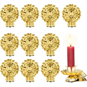 KALANKA-Lot de 10 photophores à clip pour sapin de Noël, mini bougeoirs dorés pour sapin de Noël, pour bougies d'arbre de Noël, anniversaire, décoration de Noël - Neuf