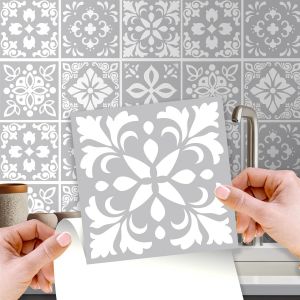 Eryi-Paquet De 24 Pièces Credence Adhesive Pour Cuisine 15x15 Résistant À L'eau Et À La Chaleur Carrelage Adhesif Mural Salle De Bain Hellgrau Spanisch Zement Stickers Muraux Cuisine Mise À Jour - Neuf