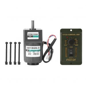 Moteur a engrenages asynchrone monophase AC220 V 15 W a vitesse reglable avec regulateur (100 K) - Neuf
