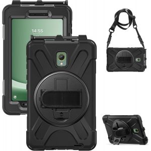 Coque Antichoc Pour Samsung Galaxy Tab Active 5 2024/Tab Active 3 2020 8 Pouces, Sm-X300/X306b/T570/T575, Étui Armure Robuste Avec Support Rotatif, Dragonne Et Bandoulière, Porte-Stylet, Noir - Neuf