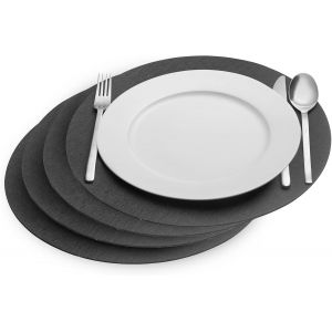 Sjzg-Lot De 4 Sets De Table Cozy - Lot De 4 Sets De Table Ronds &Eacute;l&eacute;gants - Pour Table &Agrave; Manger &Agrave; La Maison Ou &Agrave; La Restauration - Polyester, &Oslash; 35 Cm, Anthracite - Neuf