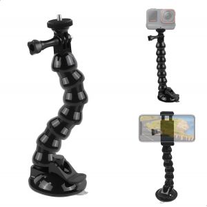 Support Voiture Avec Ventouse En Silicone Pour Action 5 Pro 4 3/Pocket 3/Smartphone, Support Pour Cam&eacute;ra D'Action, Adaptateur &agrave; Vis 1/4&iquest;, Rotule Pivotante &agrave; 360&deg;, Ventouse Puissante Accessoires - Neuf