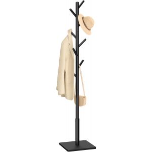 Ulteronixshop-Portemanteau en Bois, en Forme d&iquest;Arbre, Porte Manteau sur Pieds avec 8 Crochets, 3 Hauteurs R&eacute;glables, Base Carr&eacute;e avec Tapis Antid&eacute;rapant, 30x180cm, Noir, 1 Pack, YMJ104B-1 - Neuf