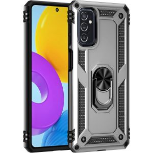 Kal-Coque Pour Samsung Galaxy M52 5g + Hd Verre Trempé, Silicone Souple Et Pc Dur Armor Protection Résistante, Anti-Choc, Anti-Rayure, Etui Housse Avec Support Kickstand,Argent - Neuf