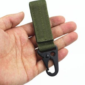 Mousqueton De Ceinture Vert 5 Pièces, Sangle En Nylon Avec Boucle Porte-Clés Anti-Friction, Gilet Tactique De 10 Cm Pour L'extérieur, Le Camping Et La Randonnée - Neuf