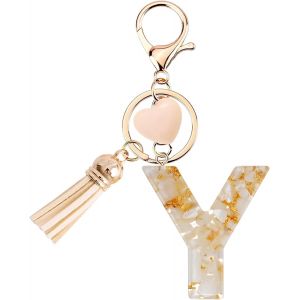 Kal-Porte-Cl&eacute;s Pour Fille - Pendentif En Forme Coeur - Porte-Cl&eacute;s Avec Lettre Porte-Cl&eacute;s Fille Initiale- Cadeau Pour Femme Gland Or Porte Clef Femme - Neuf
