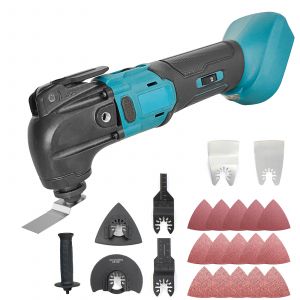 Outil multi-fonction oscillant sans fil, Outil multi-fonction &eacute;lectrique filaire 6000-20000 OPM, 6 vitesses variables, angle d'oscillation de 4&deg;,8 accessoires pour scier, couper, meuler, creuser,polir - Neuf