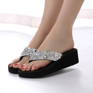 Tongs À Paillettes Eva Pour Femmes, 2021, Pantoufles De Plage Décontractées, Chaussures À Semelles Compensées, Pantoufles D'extérieur, A50 - 35 - Neuf