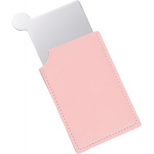 Kal-Petit Miroir De Poche Pour Sac À Main, Miroir Compact En Acier Inoxydable Avec Étui En Cuir, Miroir De Voyage Miroir À Main (Rose, 2.5 X 3.66) - Neuf