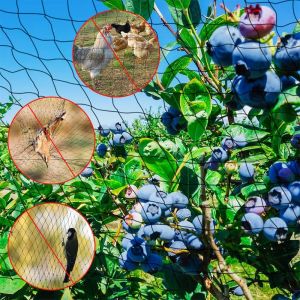 ASFASFq-Filet Anti Oiseaux 7.5 x 15 m, Filet Protection Oiseaux, Jardin Filet Arbre Fruitier avec 10 Pcs Piquets de Jardin et 30 Pcs Attaches de Câble pour Plante, Arbre, Fruit, Légume, Étang - Noir - Neuf