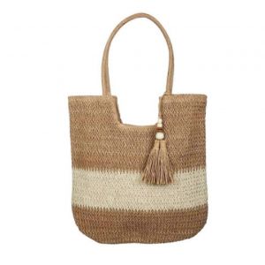 Panier-Sac de Plage l'&Eacute;t&eacute;, Sac pour les Femmes, les Grandes Kaki Sac de Paille avec des Glands, 32x40cm Tiss&eacute; &Eacute;paule Tress&eacute; Fourre-tout - Neuf