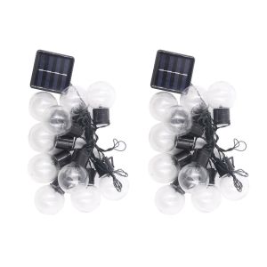Lot De 2 Guirlandes Lumineuses Solaires &Agrave; 20 Ampoules Led Pour Jardin Et D&eacute;coration Ext&eacute;rieure - Neuf