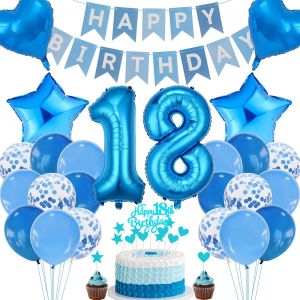 Chicslick-Décorations De 18e Anniversaire Bleu - Décoration De Gâteau Pour Garçon Et Fille - Fête D'anniversaire[X1198] - Neuf