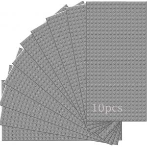 YOUY-Lot De 10 Plaques De Base Classiques Compatibles Avec La Plupart Des Marques,Plaque De Construction 25,5 X 12,8 Cm-Rectangle(Gris) - Neuf