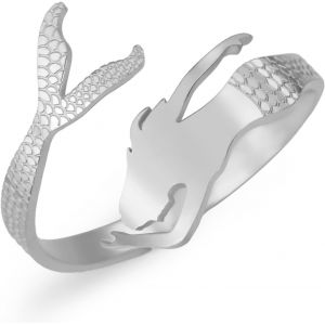 Kahfl-Bague Sir&egrave;ne R&eacute;glable En Acier Inoxydable Conte De F&eacute;es Sir&egrave;ne Anneaux Pour Femmes Dainty Anneaux Empilables Anneau Mignon R&eacute;glable - Neuf