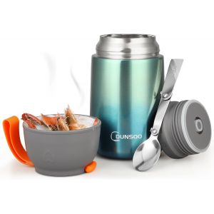 Kalanka-Boite Repas Isotherme, 650ml Vert Bo&icirc;tes Alimentaires Isothermes, Bo&icirc;te Isotherme Repas Chaud Avec Cuill&egrave;re Pliante Pour Ecole,Bureau,&Eacute;quitation (Vert) - Neuf