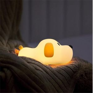 Nuit Lumi&egrave;re Pour B&eacute;b&eacute; Enfants, Mignon Chien Lampe B&eacute;b&eacute; Enfants Nuit Lumi&egrave;re Safe Abs + Silicone, Led Rechargeable Luminosit&eacute; R&eacute;glable Contr&ocirc;le Tactile - Neuf