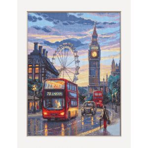 Kit Point De Croix Compt&eacute; Aine "Londres Pluvieux" 30x40 Cm - Neuf