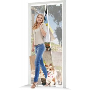 Moustiquaire Porte Fenetre 90x250, Rideau Moustiquaire Magnétique Blanc,Protéger Votre Famille - Neuf